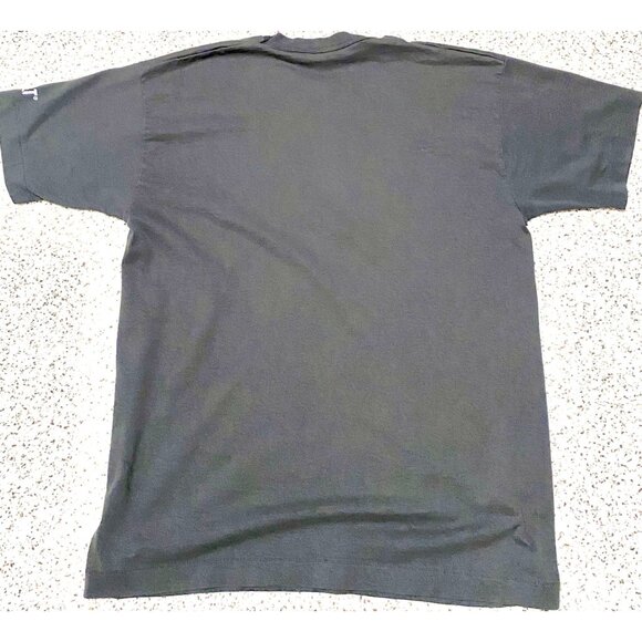 Vintage 90s HEAVY METAL Cat Caterpillar Black Short Sleeve Shirt Size Large USA - Picture 2 of 4